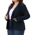 thumbnail image 2 of DARING DIVA Women's Plus Casual Long Sleeve Notched Lapel Business Blazer 4X Dark Blue, 2 of 6
