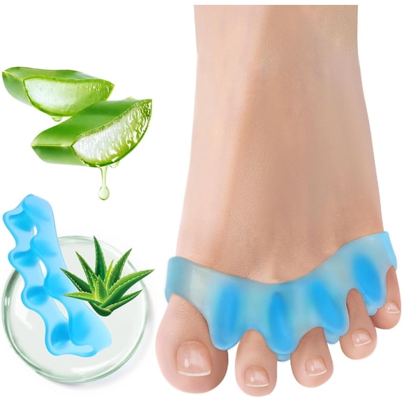 Welnove Toe Separators & Bunion Corrector with Aloe Vera - 8 PCS Gel Toe Spacers for Overlapping Toes, Men & Women, Silicone Toe Cushions for Yoga