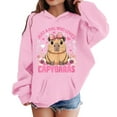 thumbnail image 3 of SonxaHe Toddler Girl' Hoodies Capybara Print Comfy Long Sleeve Hooded Sweater Child Basic Loose Autumn Winter Hoodies Pink,Sized 4-5, 3 of 3