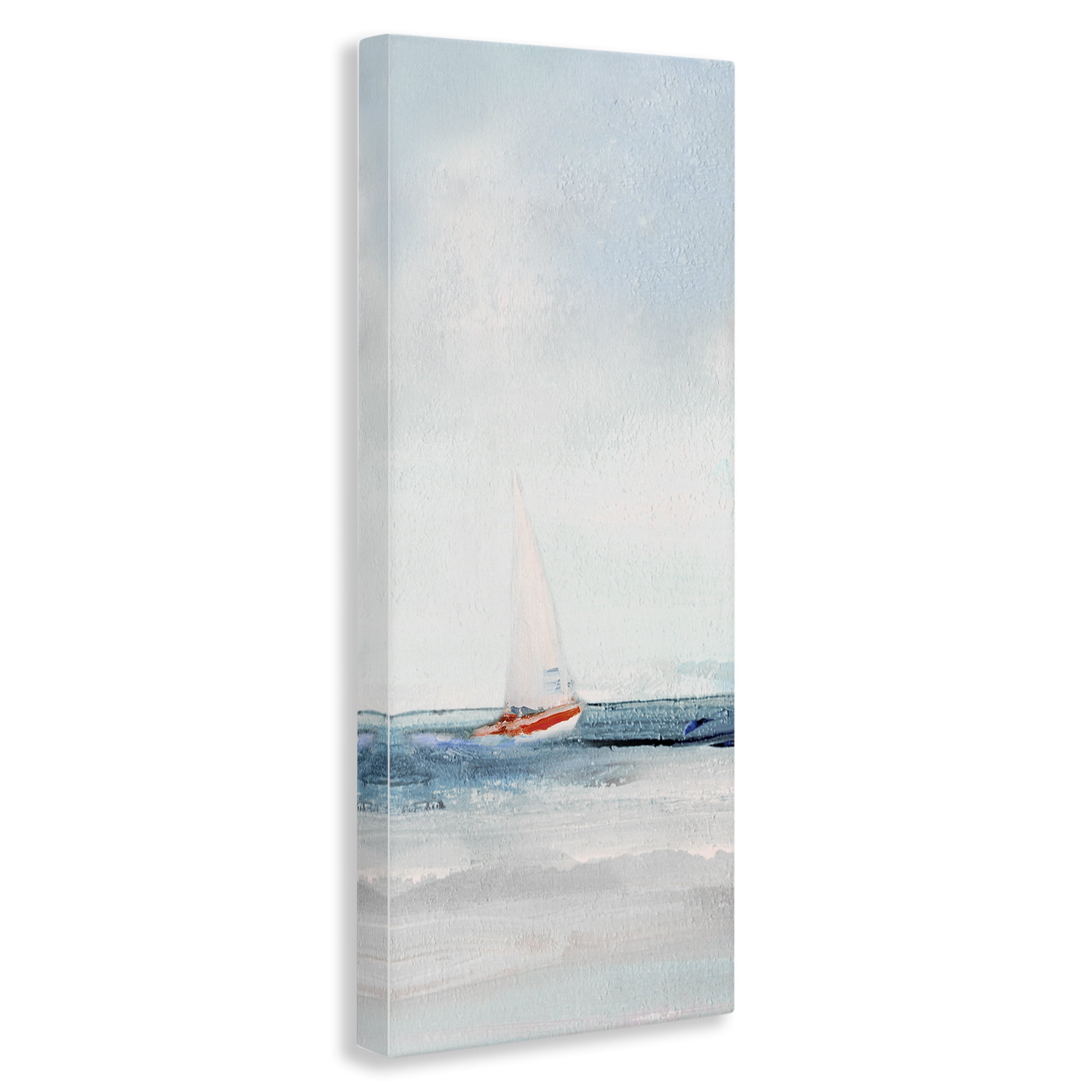 Stupell Industries Sailboat in Distance Nautical & Beach Painting Wrapped Canvas Art Print Wall Art, 10 x 24