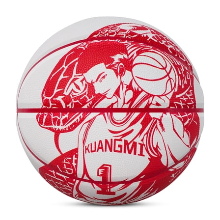 Kuangmi Size 7 Basketball (29.5") - Anime Basketball Player Graphic PU Ball for Young Adults, Streetball Indoor Outdoor Sports