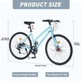 thumbnail image 5 of Hybrid Road Bike 700C for Men and Women, Shimano 7 Speed City Bicycle Commuter Bike, Light Blue, 5 of 5