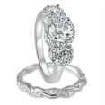 thumbnail image 5 of His Hers CZ Bridal Vintage Wedding Band Engagement Ring Set Him Her, 5 of 7