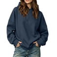 thumbnail image 3 of Loose Fit Hoodie for Women,Oversized Solid Color Long Sleeve Pullover Casual Basic Sweatshirts,Campus School Daily Wear, 3 of 6