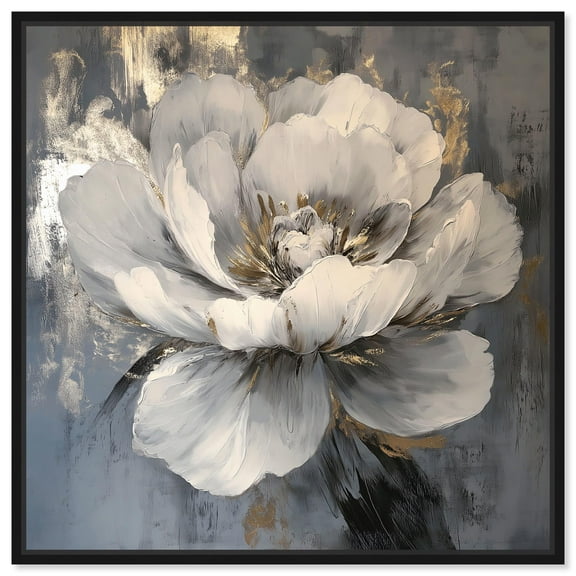 Ivory Incarnation II Canvas Luxe Flower Art by Art Remedy, Black Frame, 12 x 12