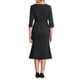 thumbnail image 3 of INSPIRE CHIC Vestido de cola de pez elegante para mujer con cuello cuadrado, cinturón y mangas 3/4, vestido de sirena negro para el trabajo, 3 of 5