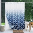 thumbnail image 1 of Dznils Cortina Shower sin Gancho con Forro a Presión, Cortina de Baño de Tela, Azul y Blanco, 72" x 74", 1 of 9