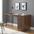 thumbnail image 1 of Walker Edison 3 Drawer Modern Wood and Metal Computer Writing Desk Home Office Workstation Small 52 Inch, Dark Walnut, 1 of 5