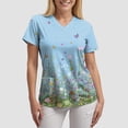 thumbnail image 6 of COMVALUE Cozy Fit Plus Size Scrub Shirts Medical Uniforms Tops Print Scrubs with Design (Sky Blue, XXL), 6 of 8