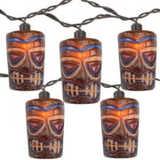 Set of 10 Tropical Paradise Brown Tiki Garden Patio Lights - Brown Wire