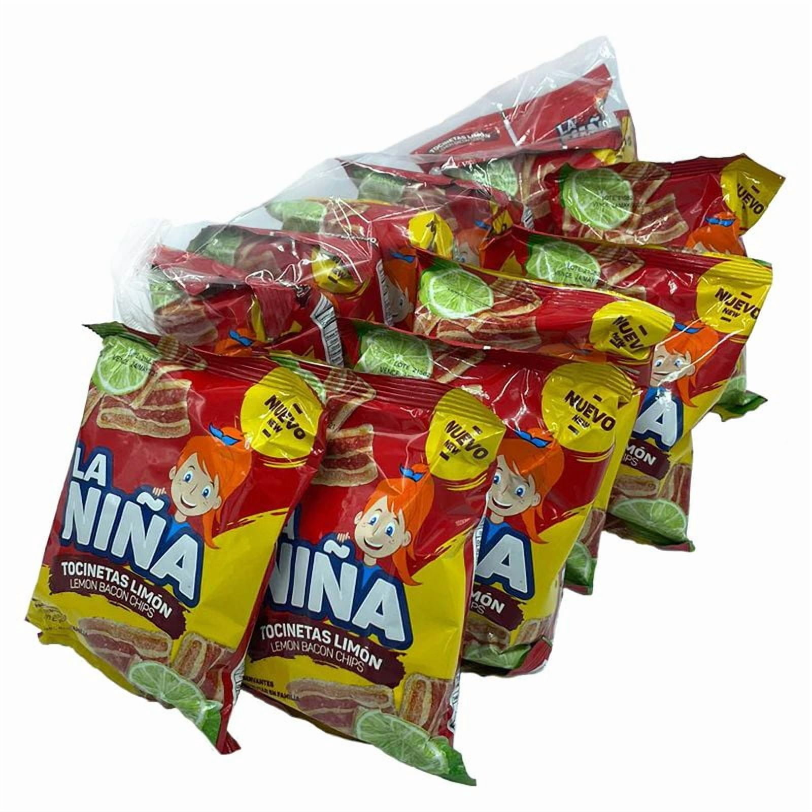 La Niña Tocinetas Sabor Limón – Bacon Flavored Chips (Pack of 12, 15g) – Imported from Colombia