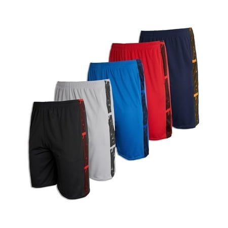 5 Pack: Big Boys Youth clothing Knit Mesh Active Athletic Performance Basketball Soccer Lacrosse Tennis Exercise Summer gym golf Running Teen Shorts -Set 4- M (810)