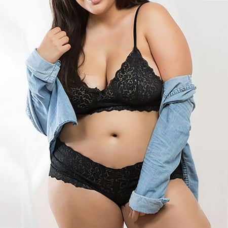 

Set Top Bra+Briefs Lace Lingerie Up Push Underwear Corset Women Flowers