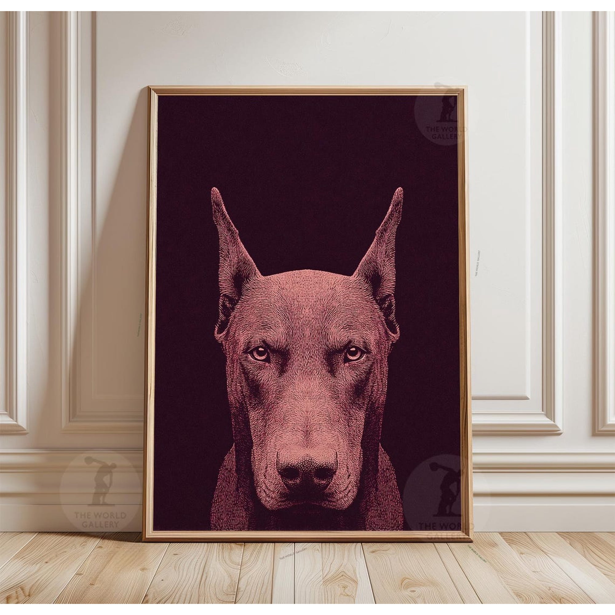 Doberman Portrait Poster, Bold Guard Dog Wall Art