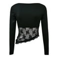 thumbnail image 1 of Top corto de manga larga y cuello cuadrado para mujer - Camiseta básica ajustada lisa - Entrenamiento/yoga - Tallas S-L, 1 of 3
