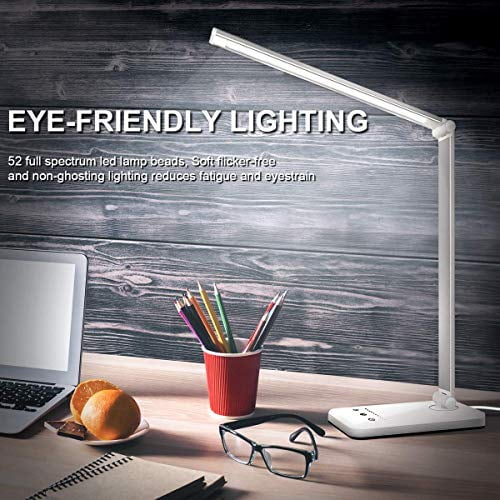 Green Brightness Adjustable,5W Vankong LED Desk Lamp Study Room Lamp with USB Charging Port Portable Lamp,Eye-Caring Table Lamps Touch Control 