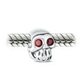 thumbnail image 2 of Bling Jewelry Womens Halloween Red Eyes Skeleton Pirate Skull Charm Bead Sterling Silver for Bracelet, 2 of 3
