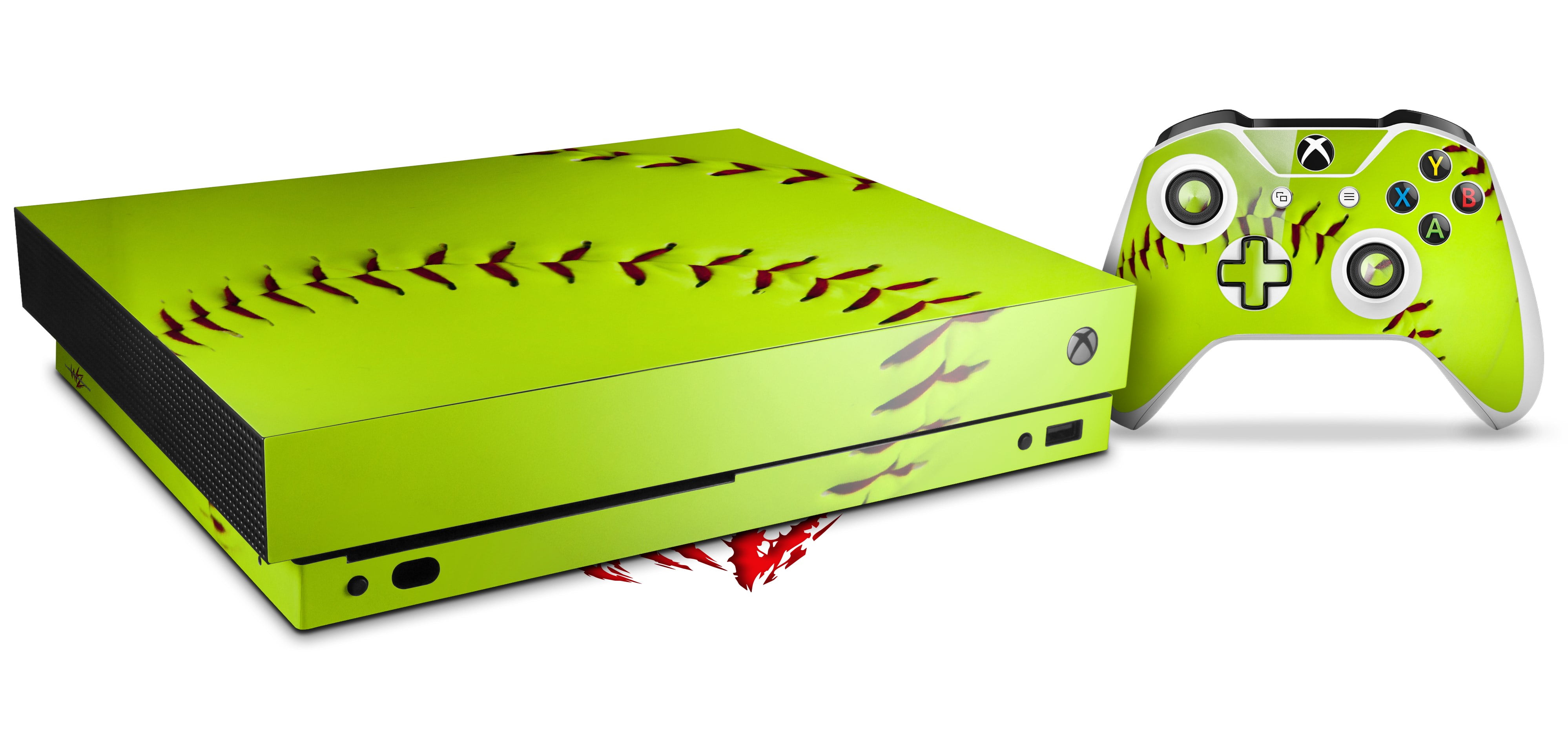 Skin Wrap for XBOX One X Console and Controller Softball