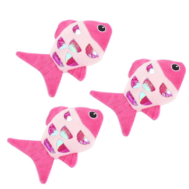 3 piezas de peluche con lentejuelas decorativas resistentes a las mordeduras, pez de imitación, juguete educativo para gatos, mascotas, gatitos y gatos (rosa)