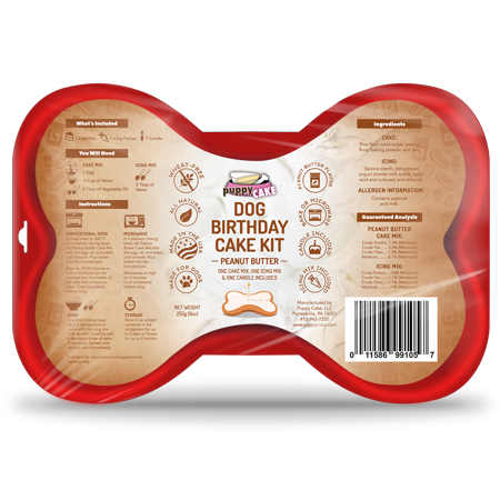 Dog Peanut Butter Cake Kit - Cake Mix, Icing, Candle