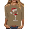 thumbnail image 2 of AGWOLF Christmas Sweatshirts for Women Casual 3/4 Sleeve Ugly Tops Red Glass Rhinestone Print Xmas Shirts Vacation Holiday Pullover, 2 of 4