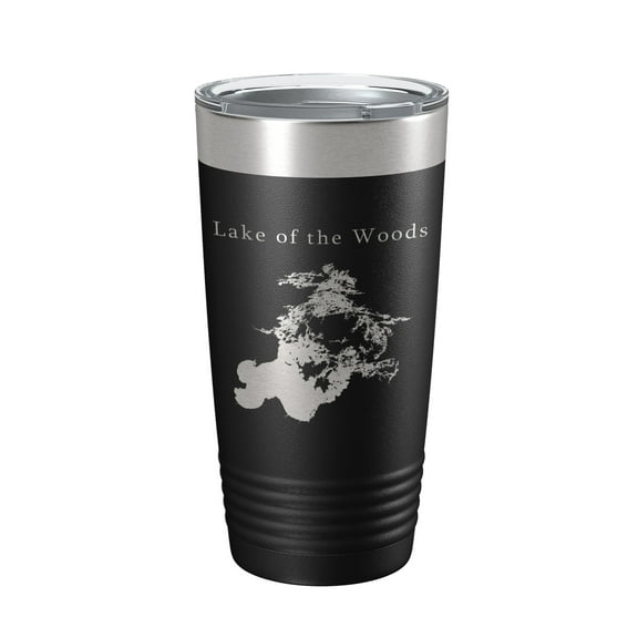 Lake of the Woods Map Tumbler Travel Mug Insulated Laser Engraved Coffee Cup Minnesota 20 oz Black