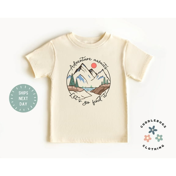 Adventure Awaits Let'S Go Find It Kids Shirt, Cute Toddler Tee, Outdoor Lover, Camping, Hiking, Mountains, Kids Shirt TODDLER SHORT SLEEVE TEE BELLA CANVAS 3001T