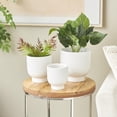 thumbnail image 2 of DecMode 9", 8", 6"H White Ceramic Planter with Linear Grooves and Tapered Bases (3 Count), 2 of 9