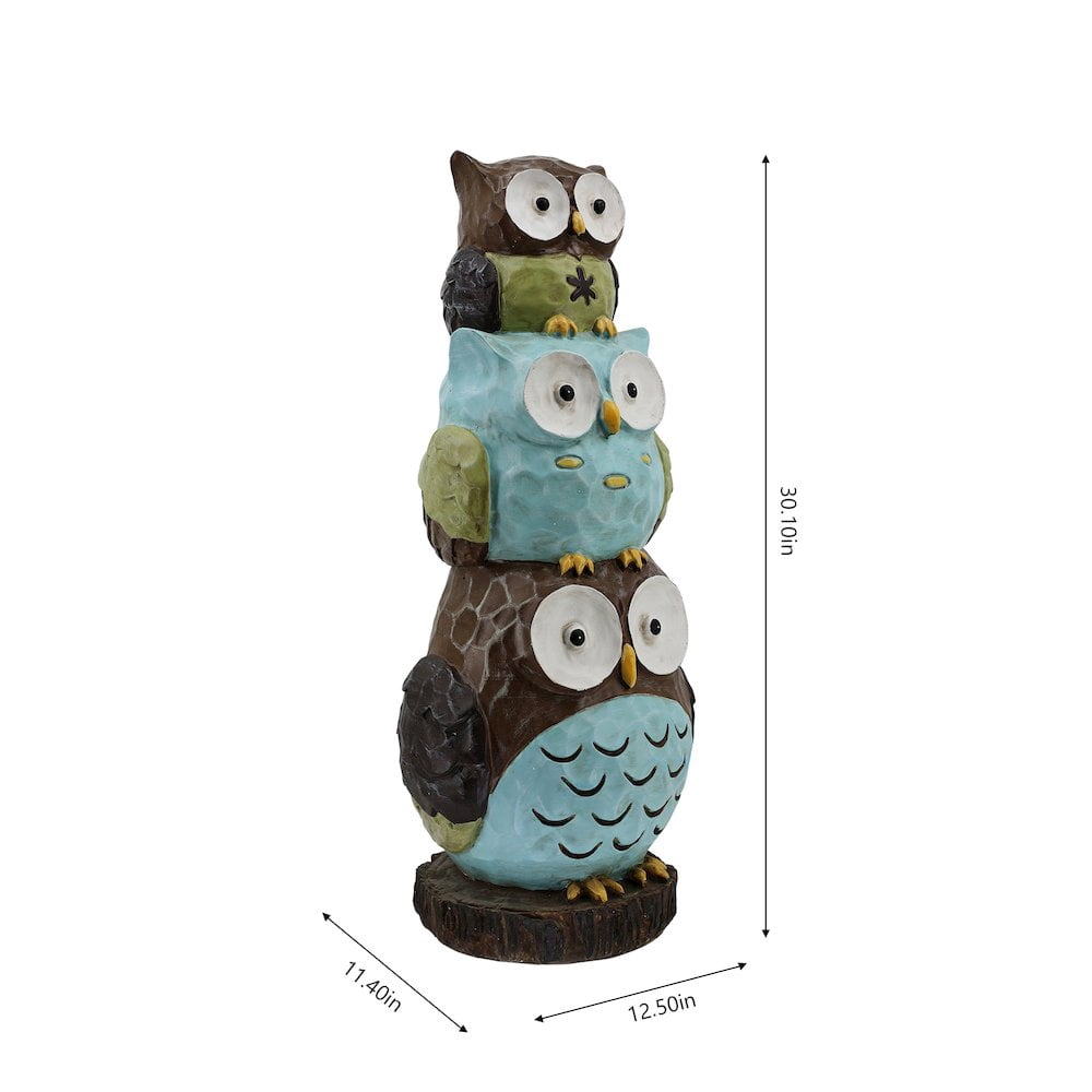 30"H Stacking Owls Garden Statue