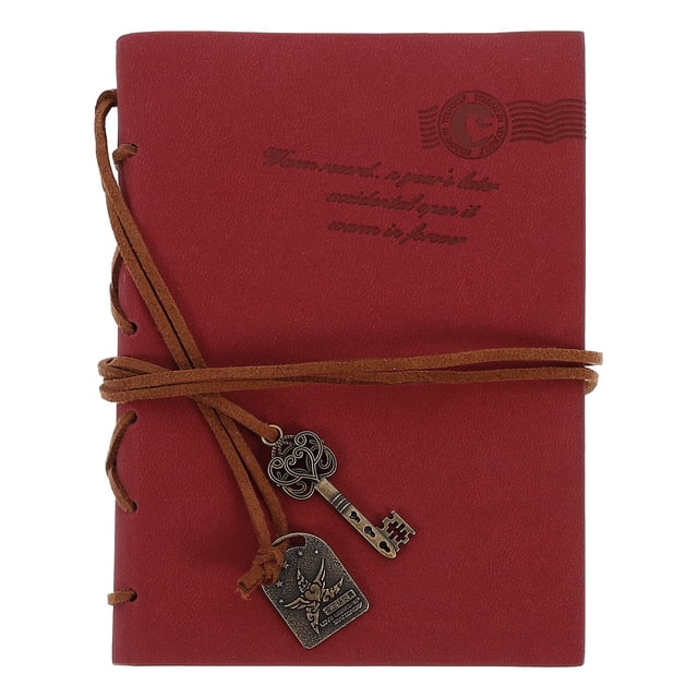 Shisuyan Classic Retro Vintage Style PU Cover String Key Bound Blank Notebook Notepad Travel Journal Diary Sketchbook (Red)