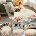 thumbnail image 5 of Round Rugs 8 Ft, Red Coral Coastal Non Slip Area Rugs for Kitchen Bedroom Entryway, Summer Beach Ocean Shells Starfish Turtle Washable Carpet Runner Rug Floor Mats for Bedroom Home Decor, 5 of 9