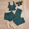 thumbnail image 2 of IMENGL Women's Pajamas Set Loungewear Pyjamas Of 3 Lace Pyjamas V Neck Tank Top Pyjama Shorts 3 Piece Leisure Suit Sleepwear Onesises Pajama Sets for Women,Green, 2 of 8