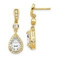 thumbnail image 4 of Sterling Silver Gold-plated Pear Cubic Zirconia Post Dangle Earrings, 4 of 6