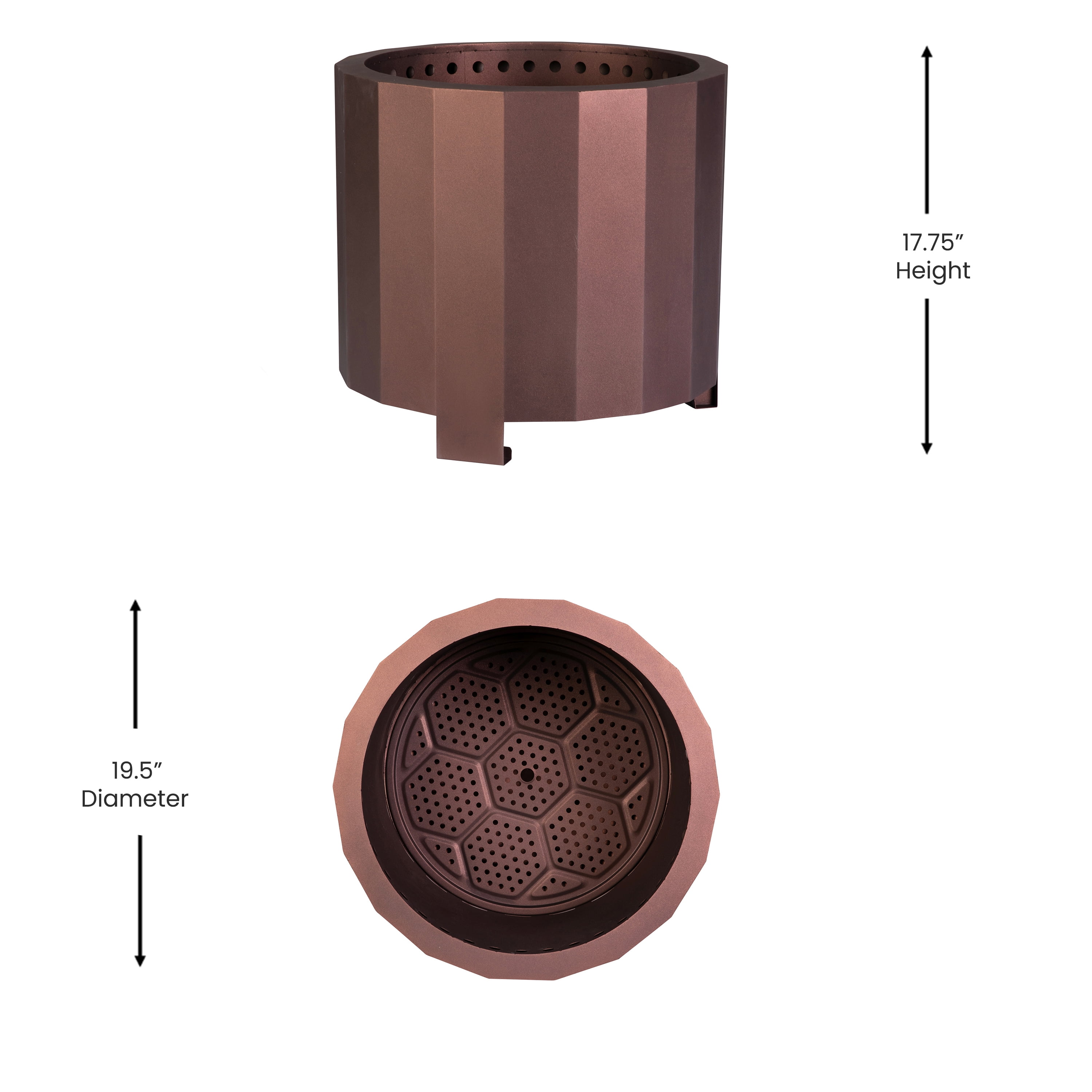 Flash Furniture Titus Commercial Grade 19.5 inch Smokeless Outdoor Firepit, Natural Wood Burning Portable Fire Pit With Waterproof Cover, Bronze