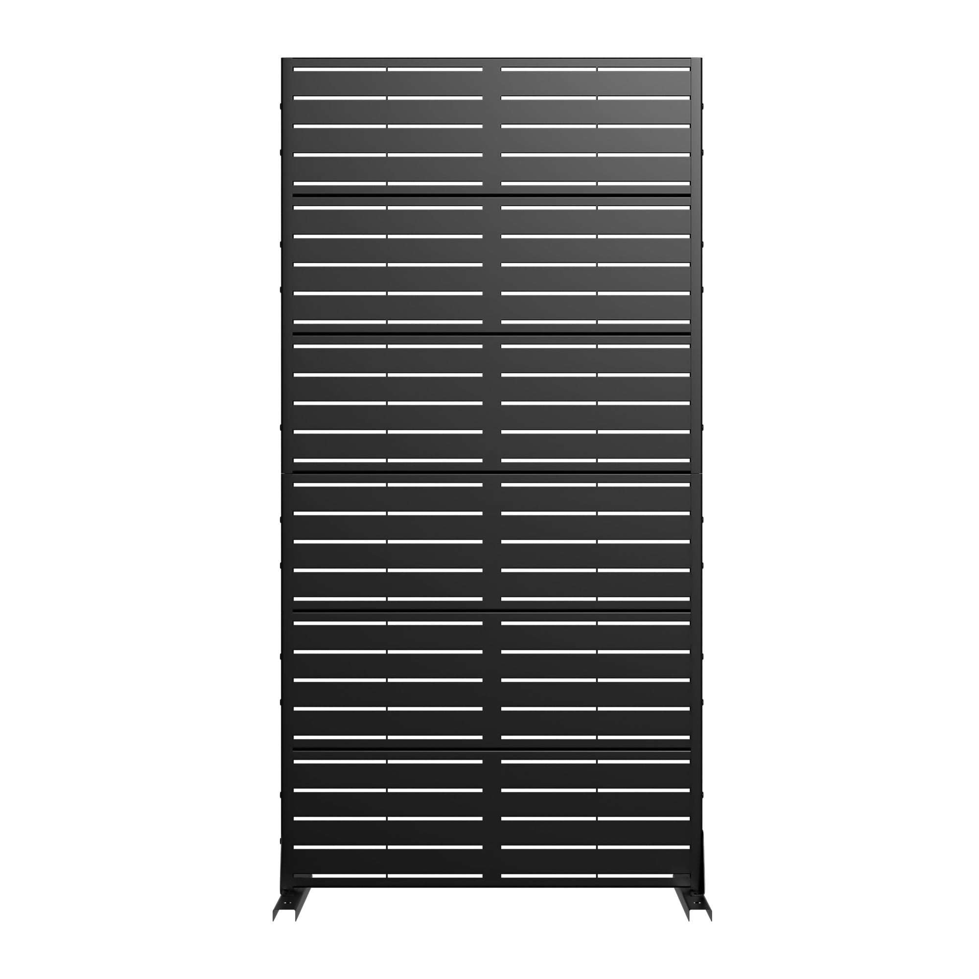 MAYEERTY 72 × 35in Outdoor Privacy Screen with Stand Metal Balcony Decorative Screen, Black