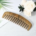 thumbnail image 2 of Peine de Madera de Dientes Anchos Unique Bargains para Mujeres, Peine de Sándalo de Dientes Anchos 6.34"x2.28"x0.47", 2 of 7