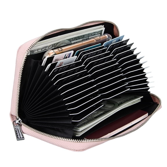 Women PU Leather 36 Slots RFID Blocking Card Holder Large Long Zipper Organizer Accordion Wallet