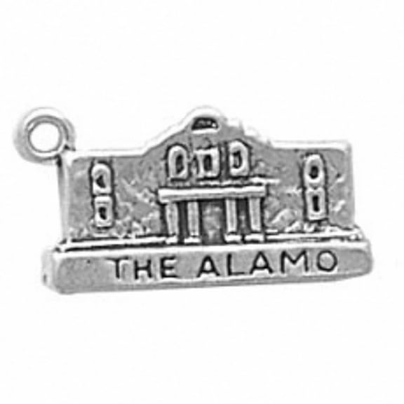 Sterling Silver 16" .8mm Box Chain Partially 3D Alamo Pendant Necklace