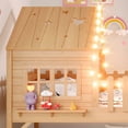 thumbnail image 5 of Harper & Bright Designs Full Size Loft Bed with Slide and Ladder, House Loft Bed Frame with Window and Starry Roof, Solid Wood Loft Bed with LED Lights and Guardrail for Boys Girls, Natural, 5 of 15