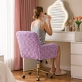 thumbnail image 3 of SESSLIFE Vanity Chair, Height Adjustable Velvet Makeup Chair, Comfy Home Office Chiar with Gold Legs, 360° Swivel Desk Chair, Rolling Chair for Bedroom, Vanity Room, Makeup Room, Purple, 3 of 9