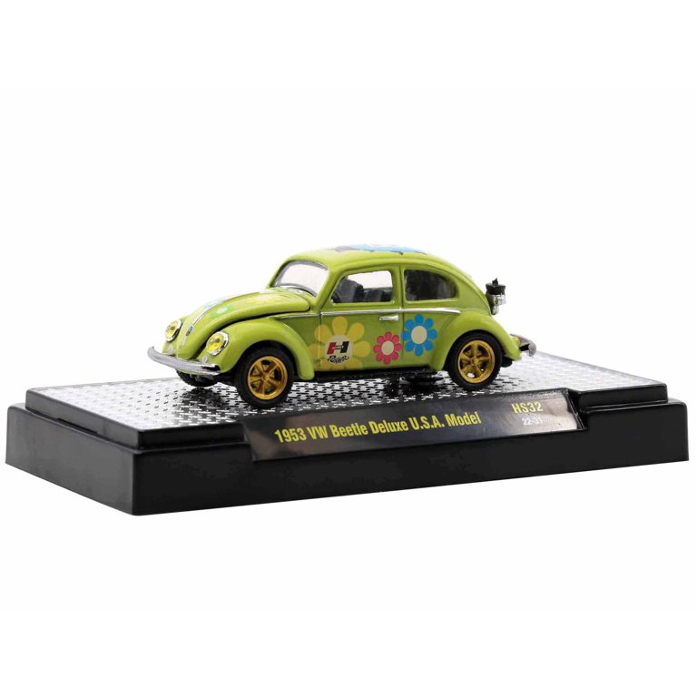 1953 Volkswagen Beetle Deluxe U.S.A. Model Lime Green Met. w/Graphics Ltd  Ed to 7150 pcs 1/64 Diecast Model Car by M2 Machines