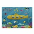 thumbnail image 1 of Yellow Submarine Cutting Board, Coral Reef Colorful Fish Ocean Life Marine Creatures Tropic, Decorative Tempered Glass Cutting and Serving Board, Small Size, Blue Yellow Pink, by Ambesonne, 1 of 1