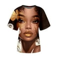 thumbnail image 4 of TSADFHJI Débardeurs pour Femmes Pack Mode Décontractée Ample Imprimé Col Rond Manches Courtes T-Shirt Haut L Jaune Clair, 4 of 5