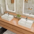 thumbnail image 4 of Pemberly Row White 24" Rectangular Above Mount Ceramic Sink w/ Faucet Hole, 4 of 5