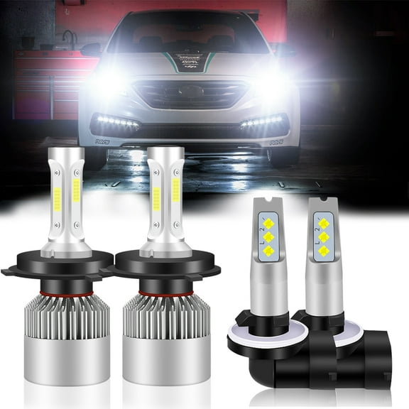 For 2005-2006 Hyundai Santa Fe LED Headlight Bulbs 9003/H4 High/Low Beam 881 Fog light Bulbs 4pc