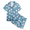 thumbnail image 5 of Leey-World Toddler Girl Halloween Pajamas Girls Shorts Set Toddler Short Sleeve Print Shirts Tops Pants Outfits Button Pjs for Girls 2T 3T 4T 5T 6T 7T 8T, 5 of 5