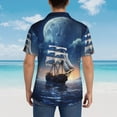 thumbnail image 4 of Honeii Moonlit Night Sea Sailboat Print Men’s Hawaiian Shirt,Classic Button-Down Short Sleeve Shirt, for Beach, Vacation, and Outdoor Activities,Large, 4 of 7