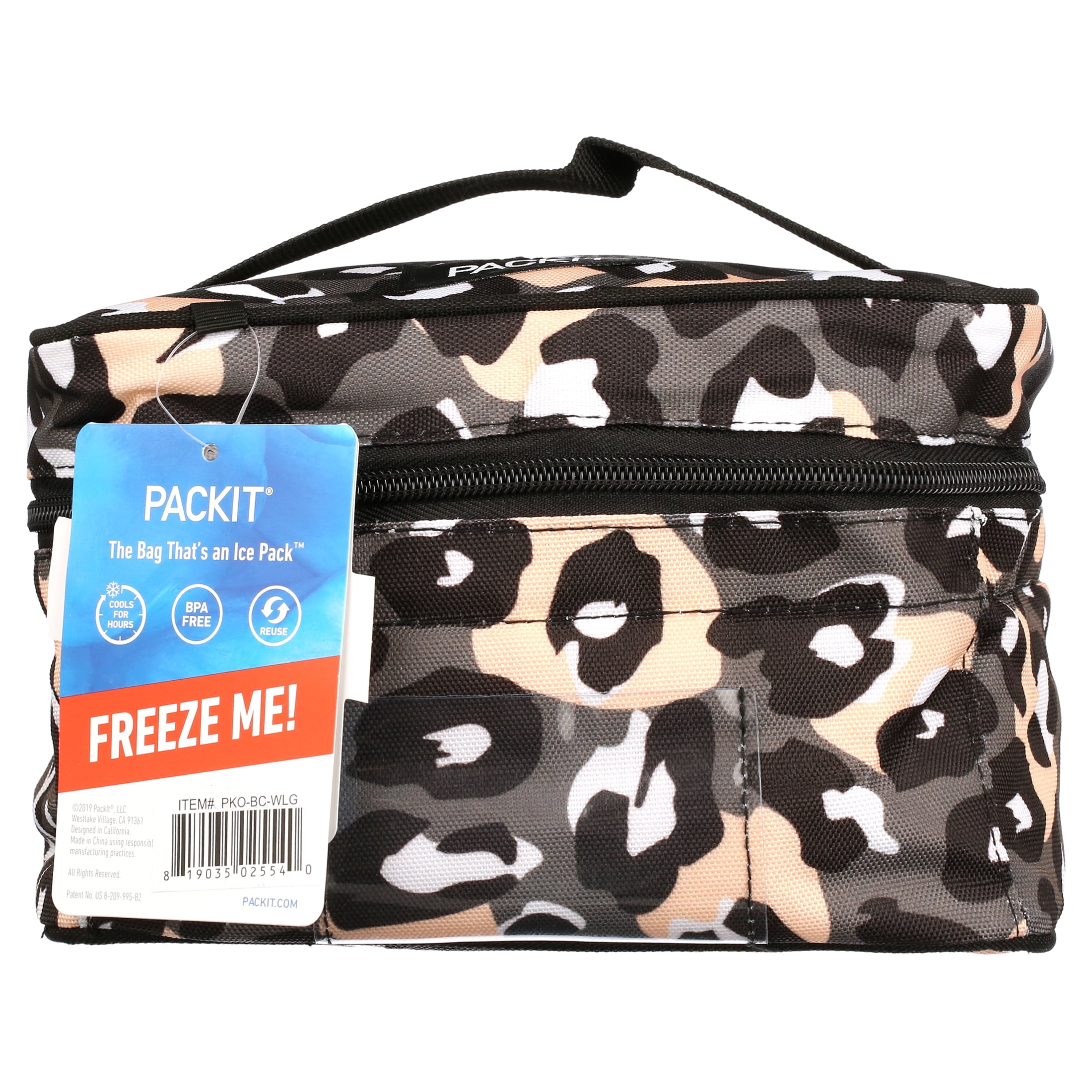 PackIt Freezable Baby Bottle and Breastmilk Storage Bag Cooler, Wild Leopard Gray