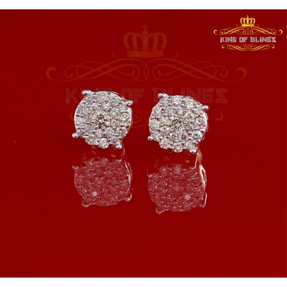 King of Bling's 10K Real Yellow Gold Real Diamond 0.60CT Men's/Women's Stud Round Earring