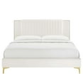thumbnail image 4 of Modway Zahra Channel Tufted Performance Velvet Queen Platform Bed in White, 4 of 8